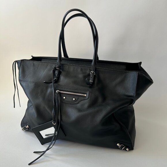 BALENCIAGA LARGE BLACK LEATHER PAPIER A4 TOTE BAG - Picture 3 of 14